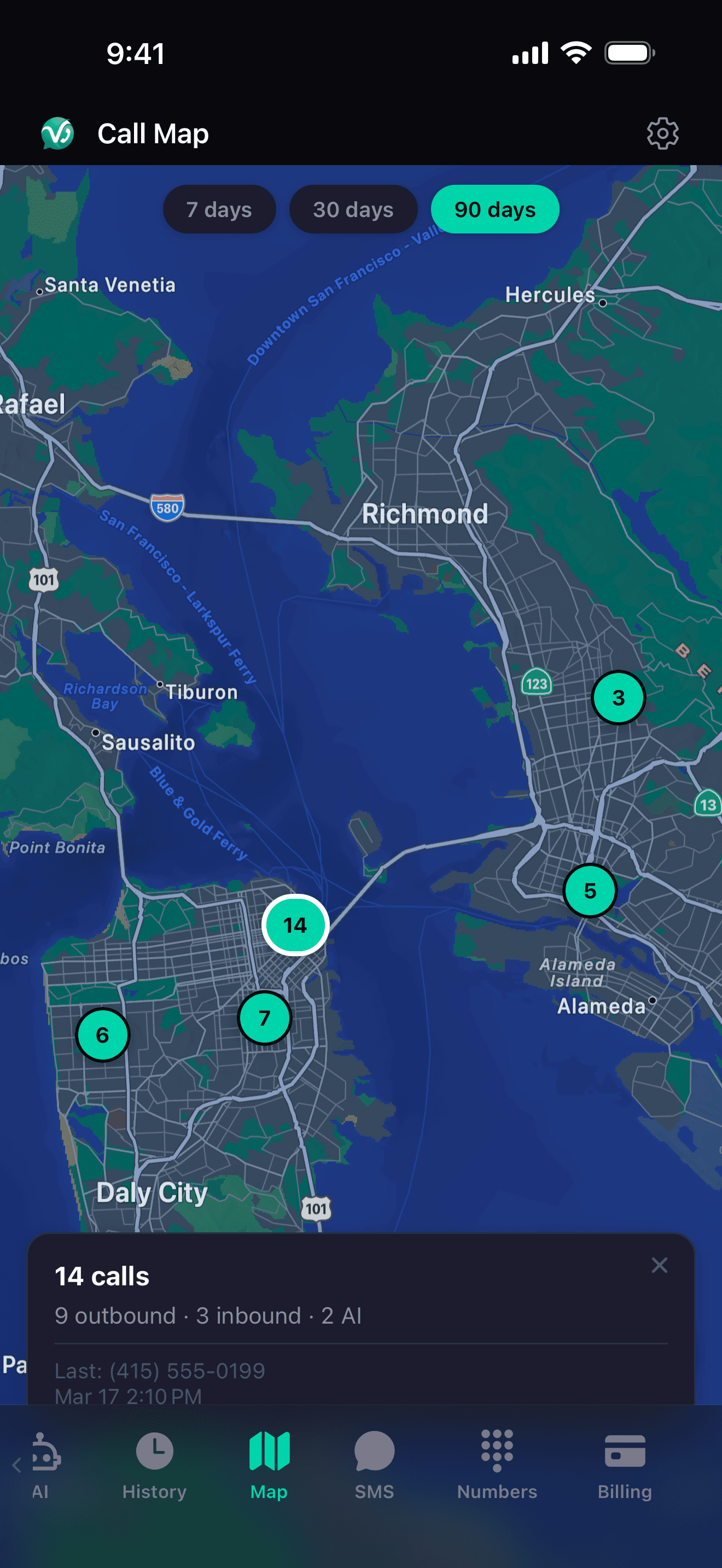 Call activity mapped across US and Canada